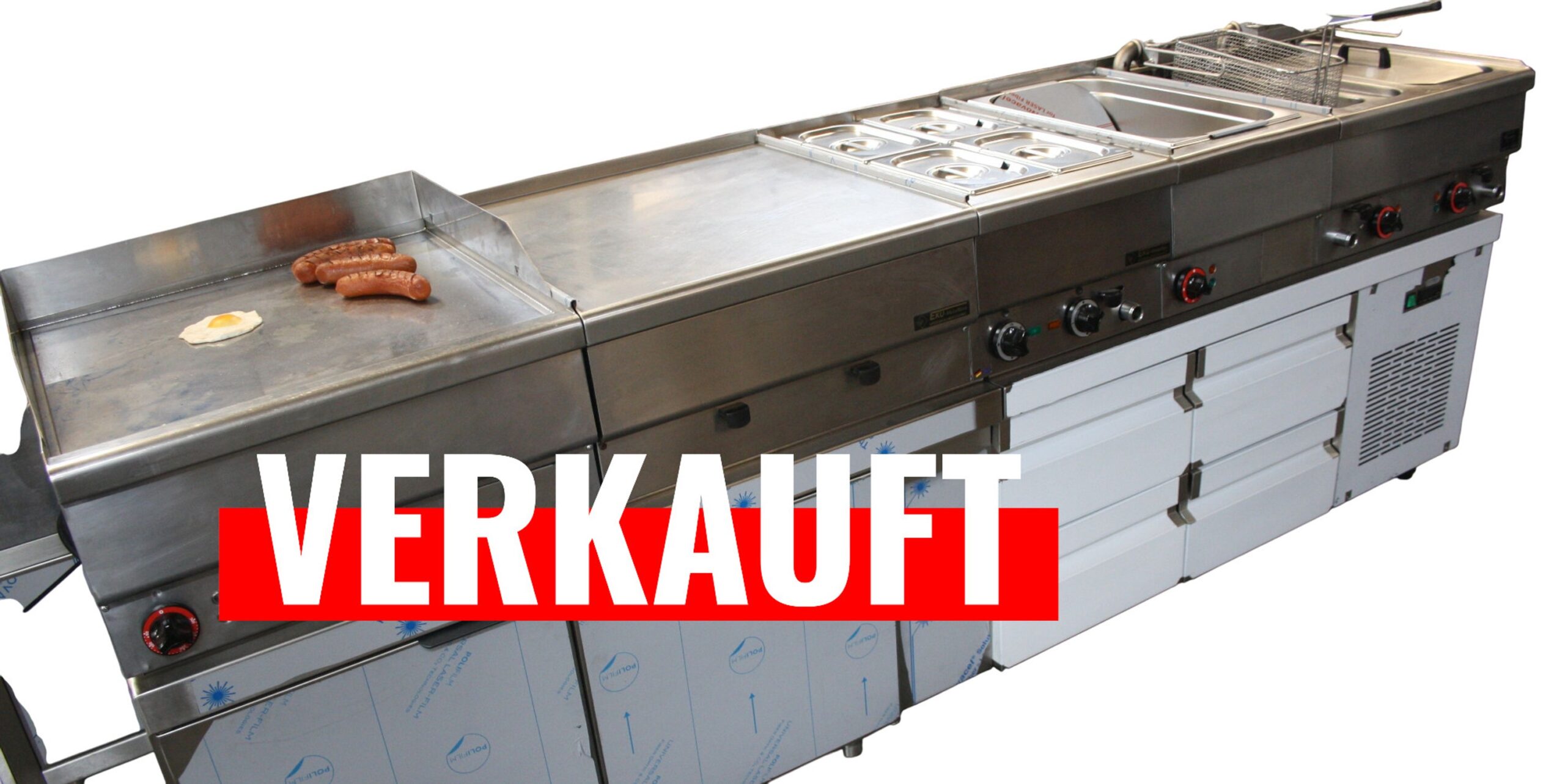Sonderpreis alter Preis 8599,00 € Imbissanlage Fa. EKU 260 cm Fritteuse, Grill, Bain Marie, gekühlter Unterbau, Garantie* etc.